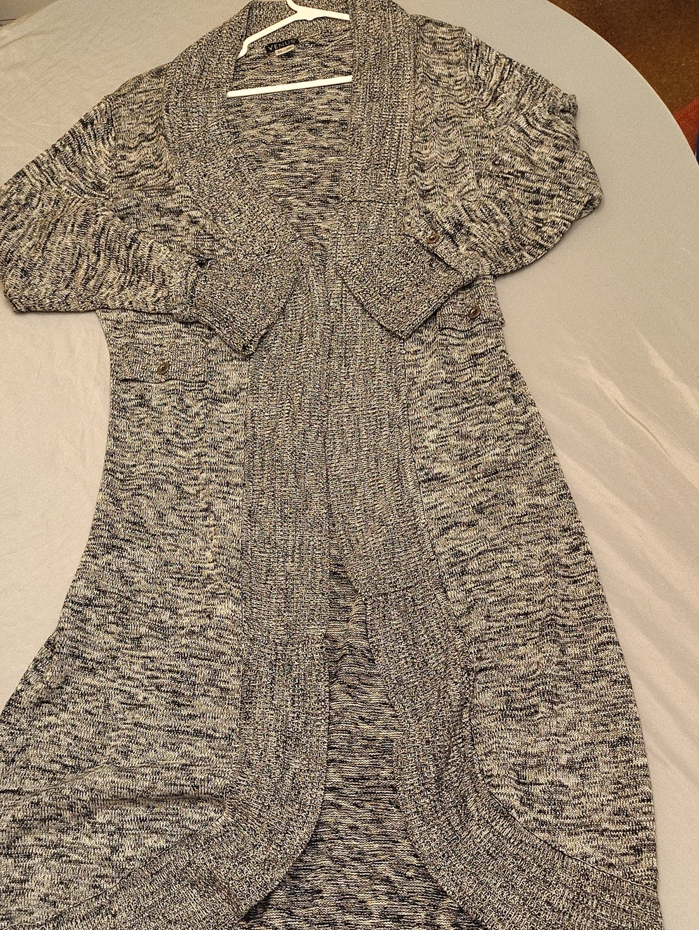 VENUS Marled Gray Open Front Knit Cardigan